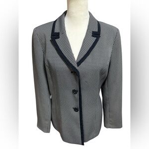 Collections for Le Suit Navy White Geometric Blazer Jacket Contrast Trim 8P #770